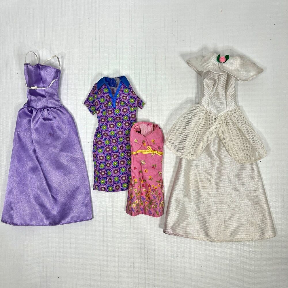 Mattel Barbie Brand Doll Clothes Wedding Formal Sun Dresses Floral Vintage